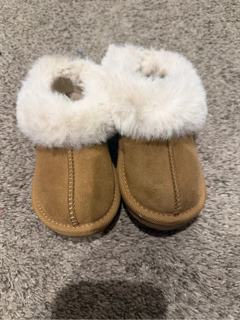 Toddler Faux-Suede Shearling Lined Slippers - Chestnut